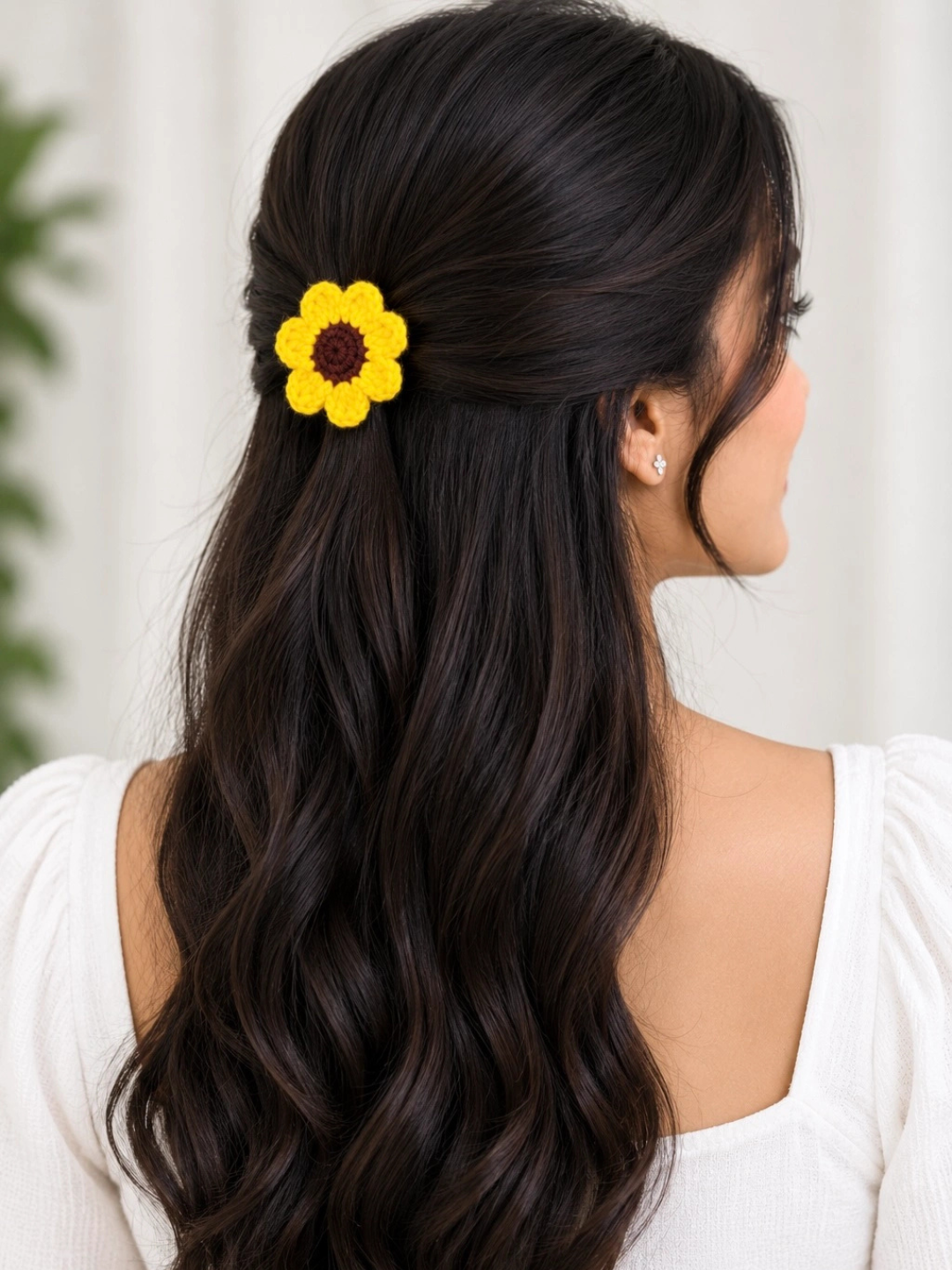 Yellow & Brown Crochet Floral Hair Accessory
