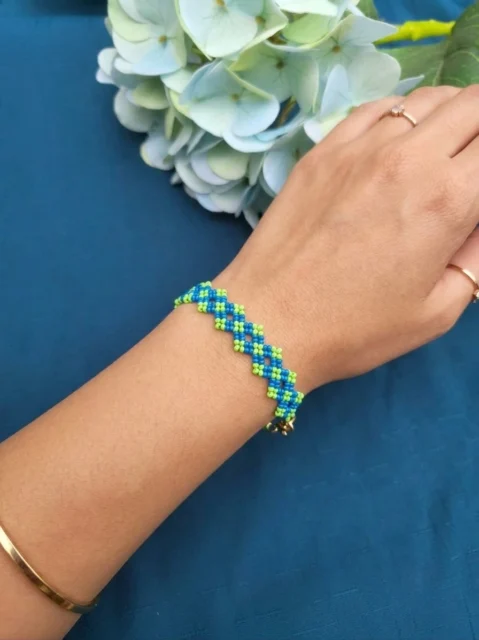 Blue & Green Beaded Handcrafted Bracelet