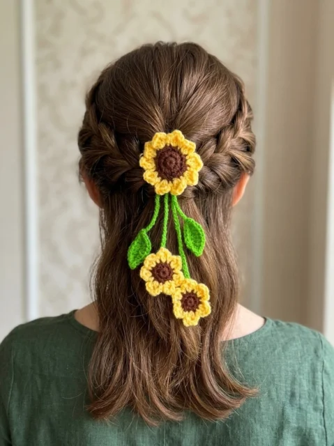 Handmade Yellow Sunflower Hair Accessory