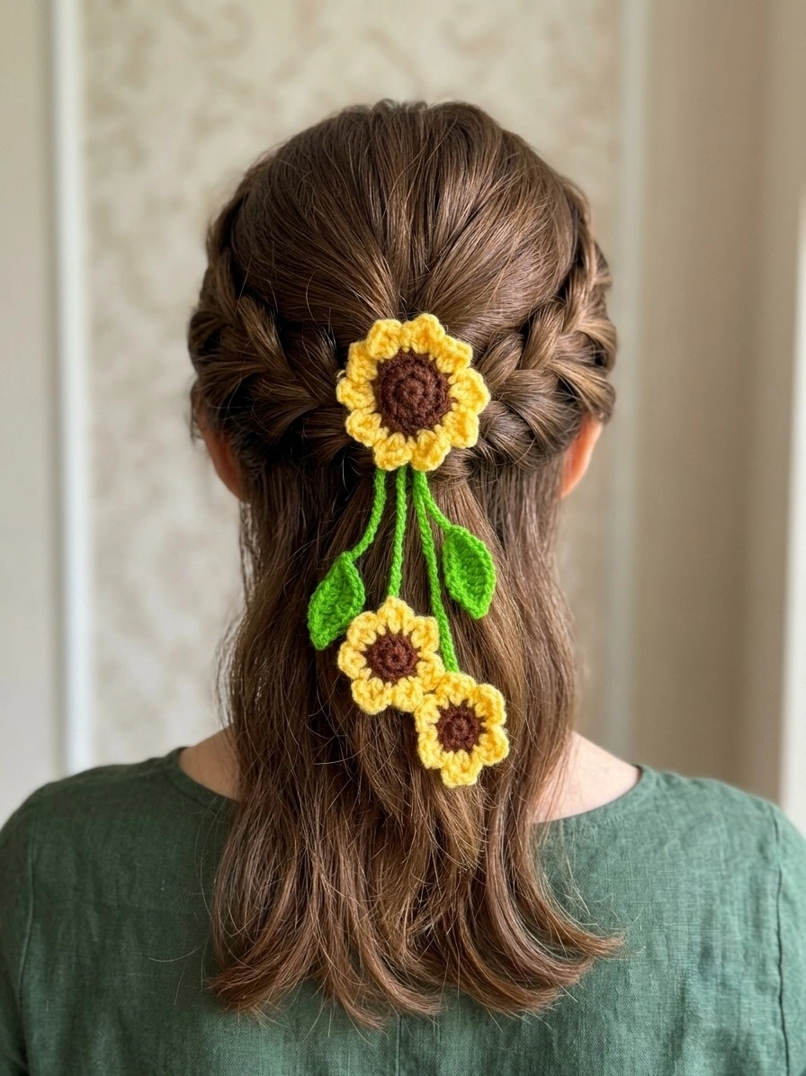 Handmade Yellow Sunflower Hair Accessory