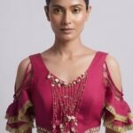 Magenta Pink Embellished Tie-Up Blouse