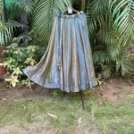 Silver Blue Metallic Flared Navratri Lehenga with Tassel Detailing