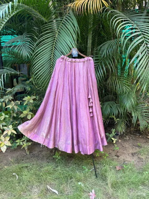 Lavender Pink Shimmer Flared Navratri Lehenga with Tassel Detailing