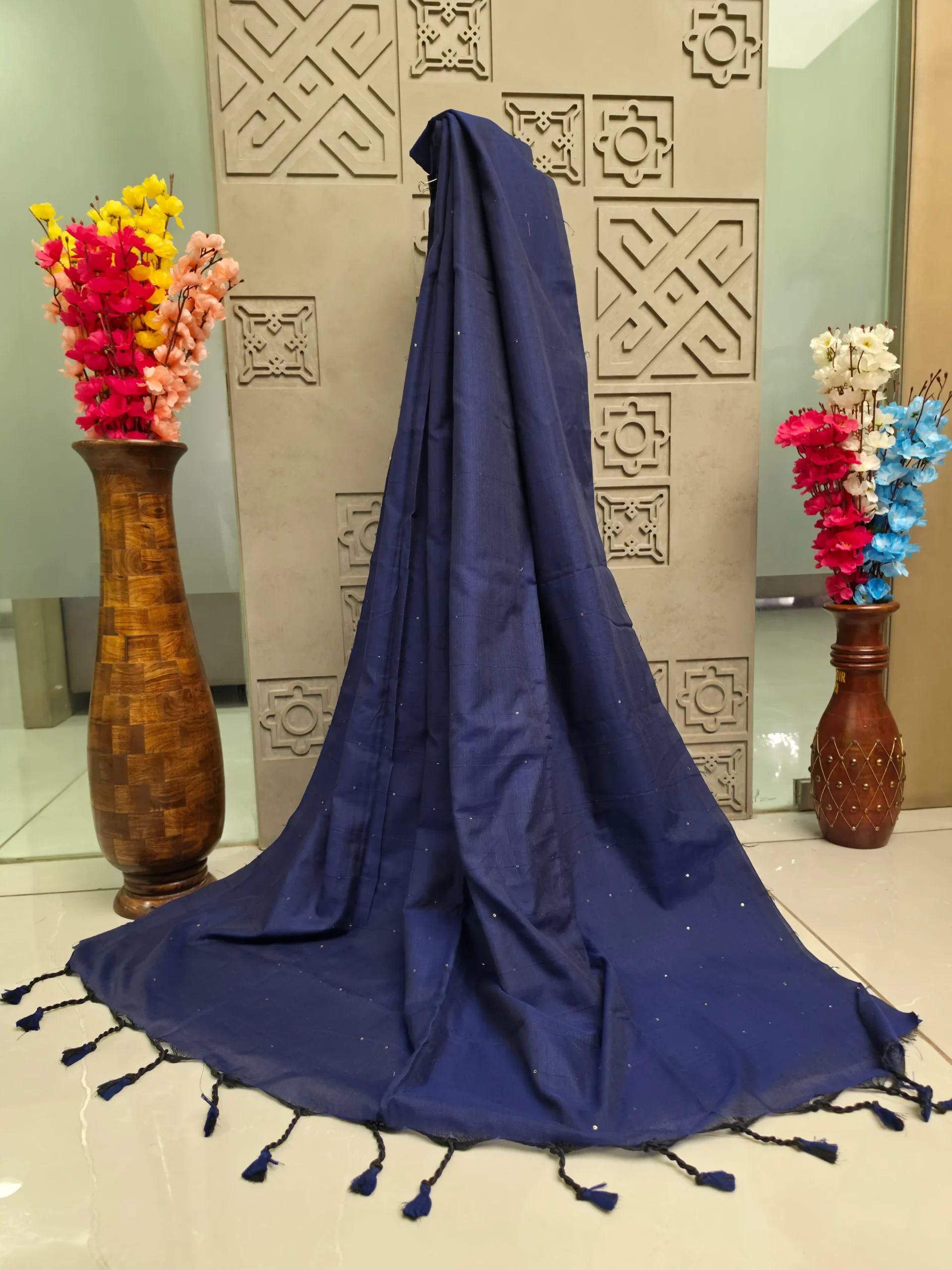 Artisanal Khadi Cotton Saree with Sequin Weaving