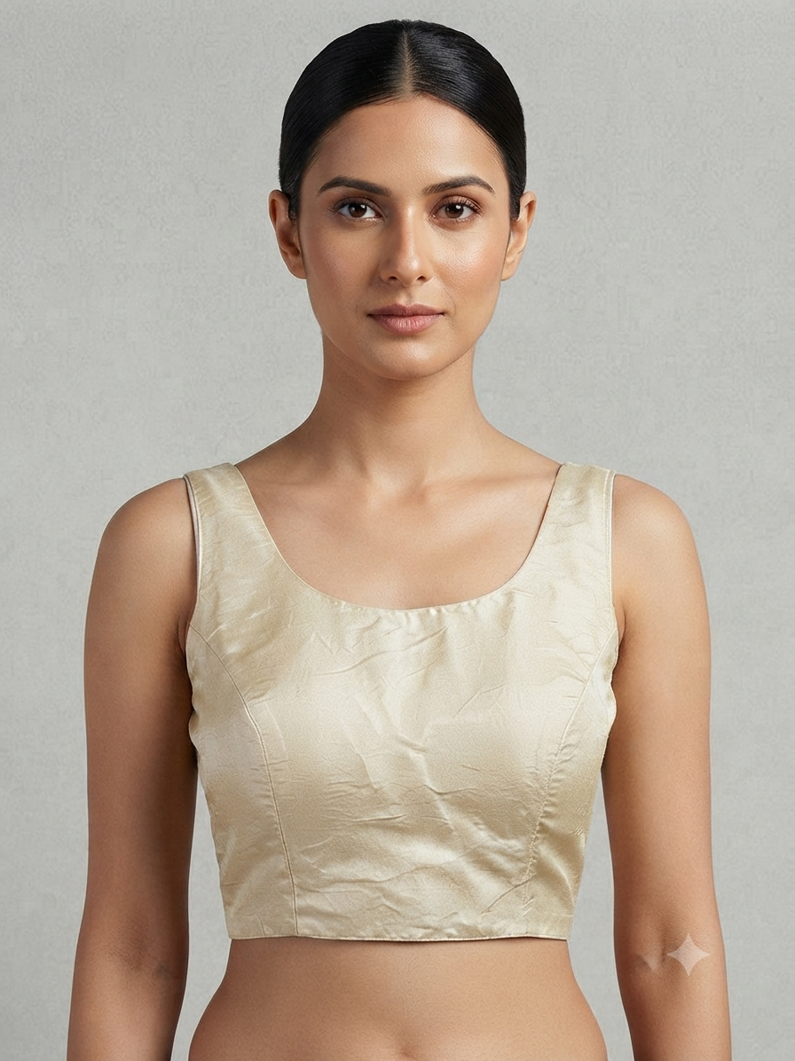 Ivory Satin Structured Blouse