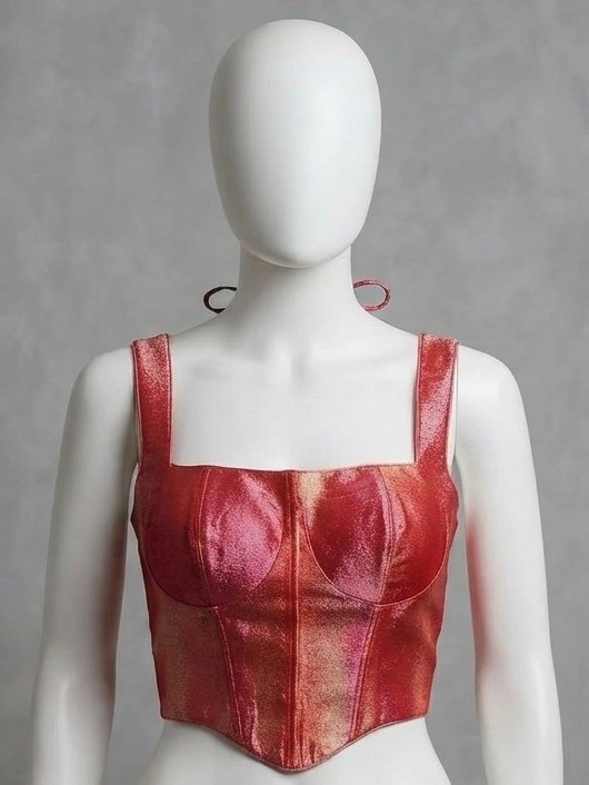 Ruby Red Metallic Corset Blouse
