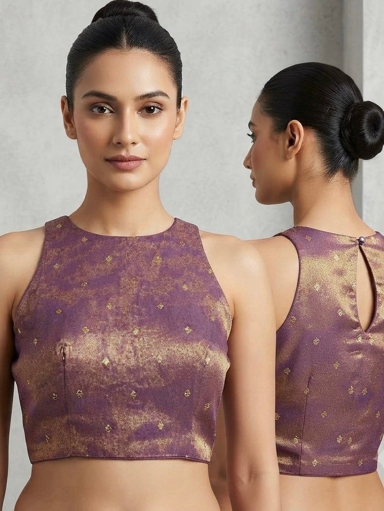 Purple Gold Foil Blouse