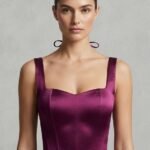Plum Purple Satin Corset-Style Blouse