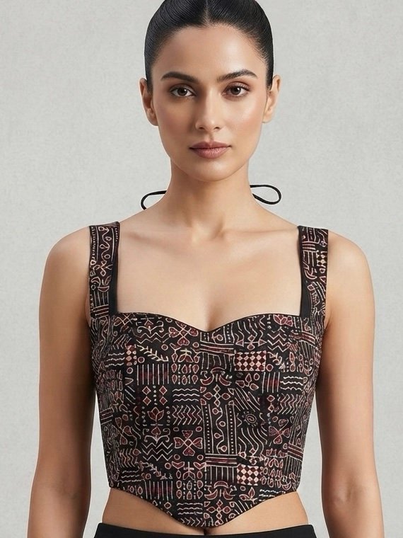 Black Geometric Printed Blouse