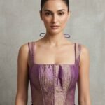 Purple & Gold Corset-Style Blouse