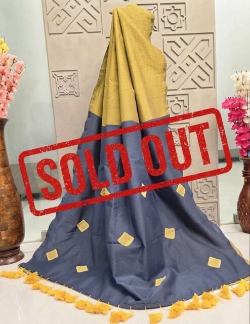 Artisanal Soft Khadi Cotton Saree with Contrast Pallu and Intricate Handwork
