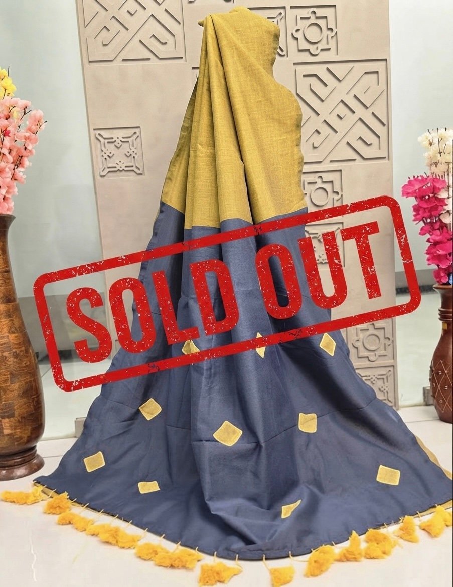 Artisanal Soft Khadi Cotton Saree with Contrast Pallu and Intricate Handwork
