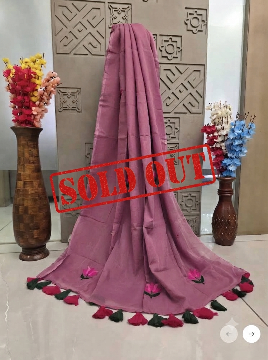 Dusty Pink Floral Saree with Rose Tassel Border