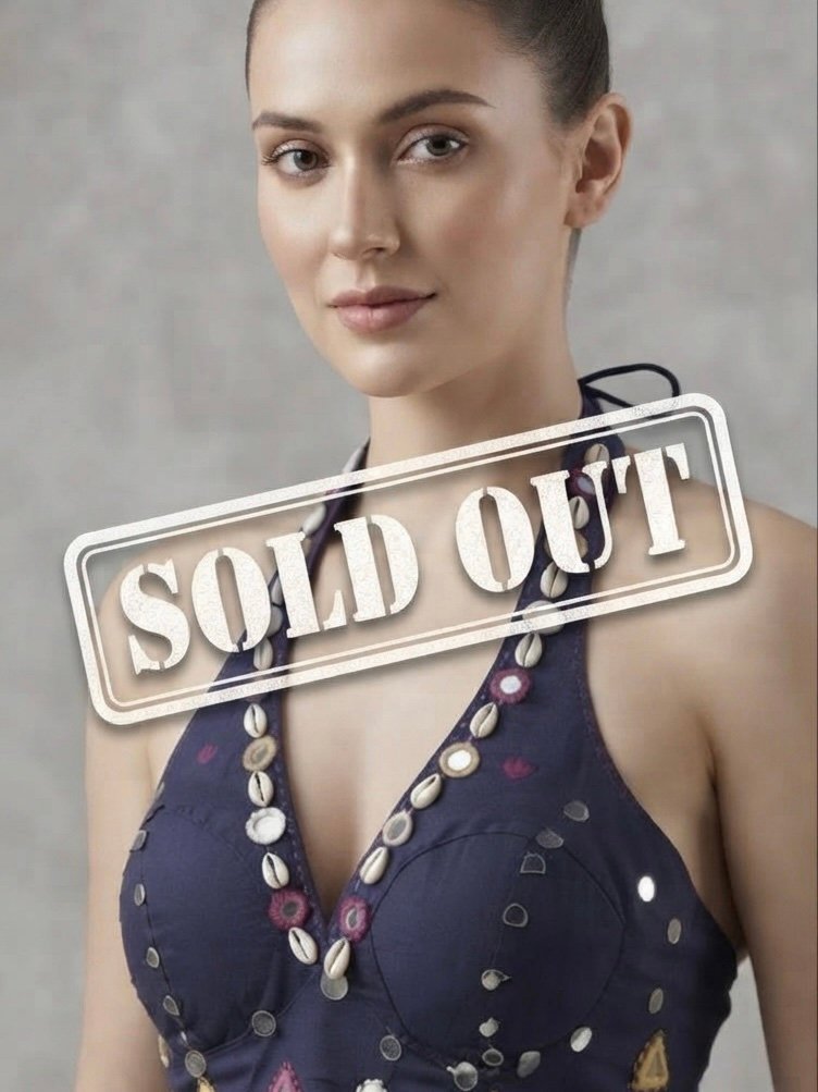 Navy Blue Mirror Work Blouse
